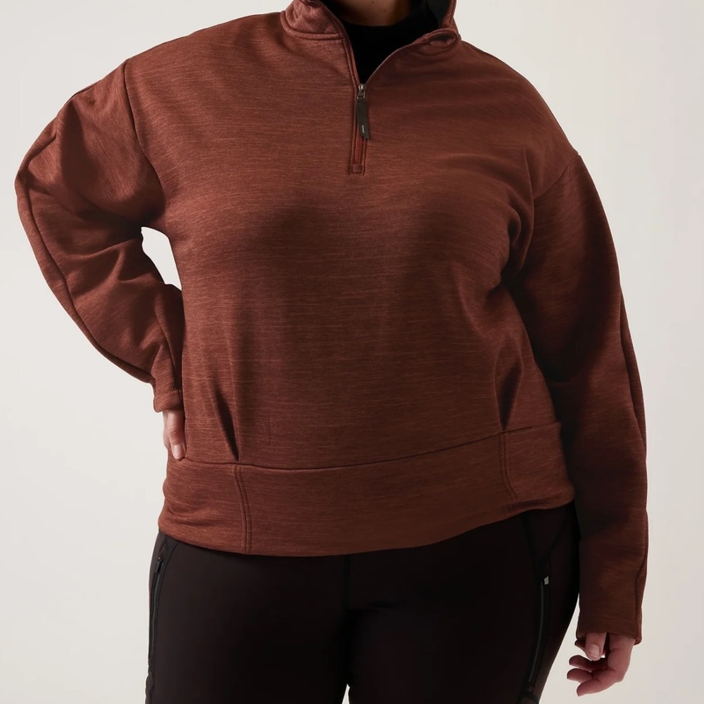 Athleta size XL mahogany Heather altitude polartec half‎ zip sweatshirt